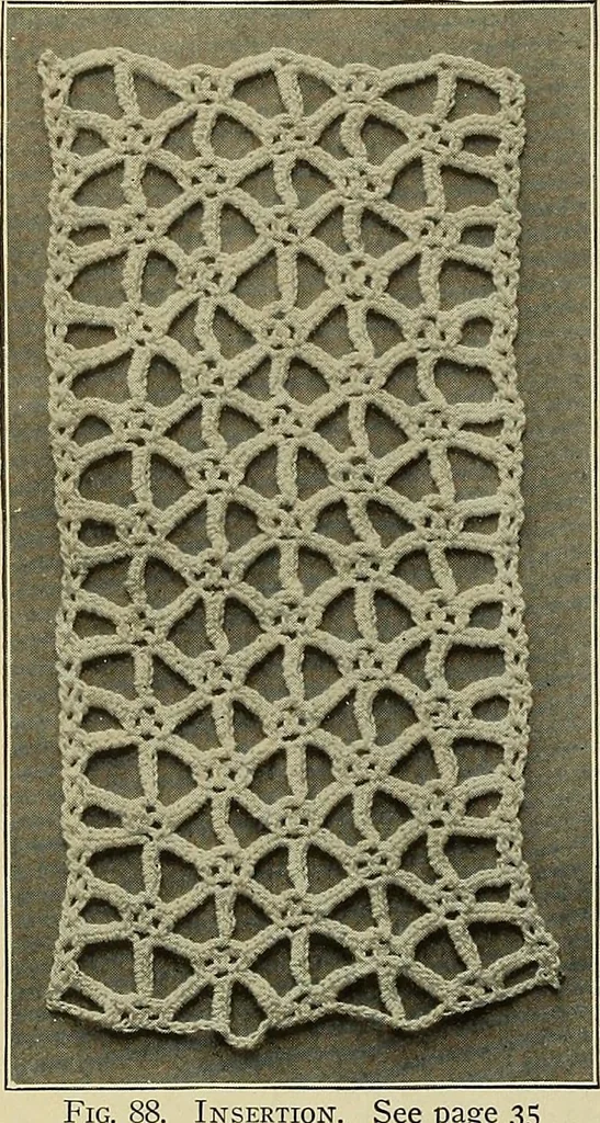 An illustration from The Priscilla crochet book, edgings and insertions; a collection of beautiful and useful patterns, with directions for working, 1913, leaf 29