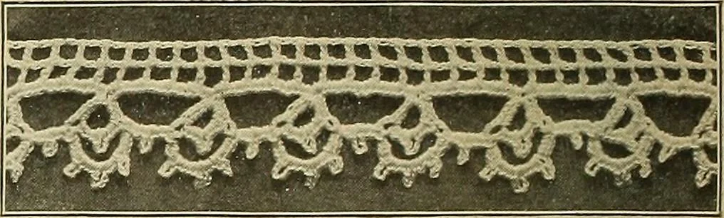 An illustration from The Priscilla crochet book, edgings and insertions; a collection of beautiful and useful patterns, with directions for working, 1913, leaf 9