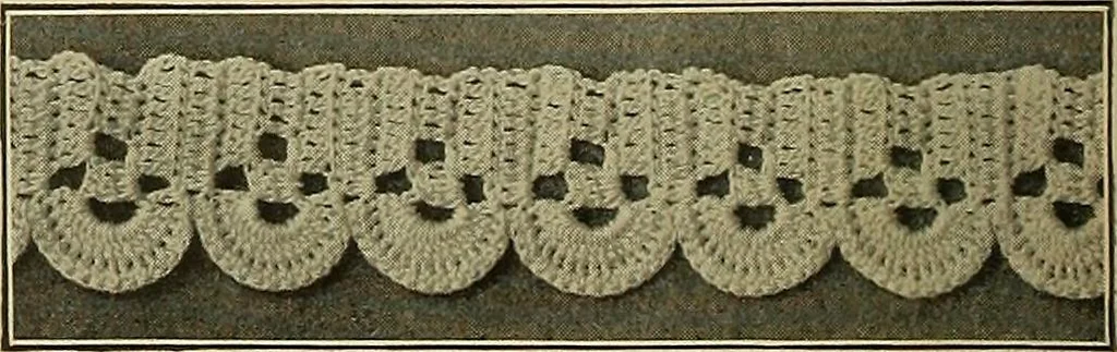 An illustration from The Priscilla crochet book, edgings and insertions; a collection of beautiful and useful patterns, with directions for working, 1913, leaf 9