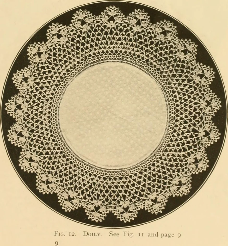 An illustration from The Priscilla crochet book, centerpieces and doilies;, 1915, leaf 10