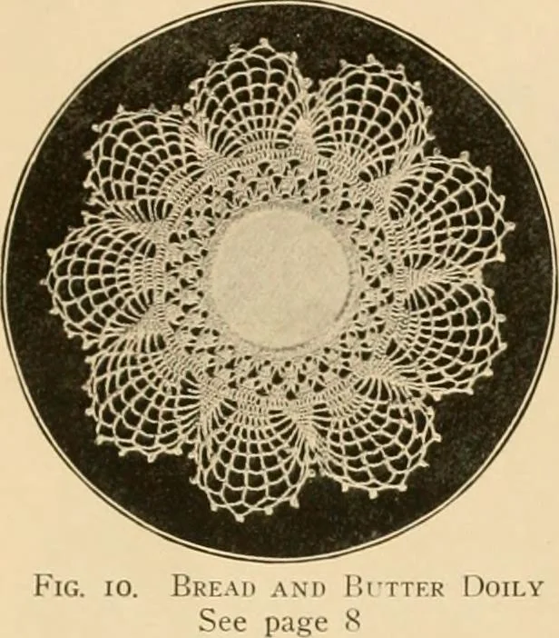 An illustration from The Priscilla crochet book, centerpieces and doilies;, 1915, leaf 10