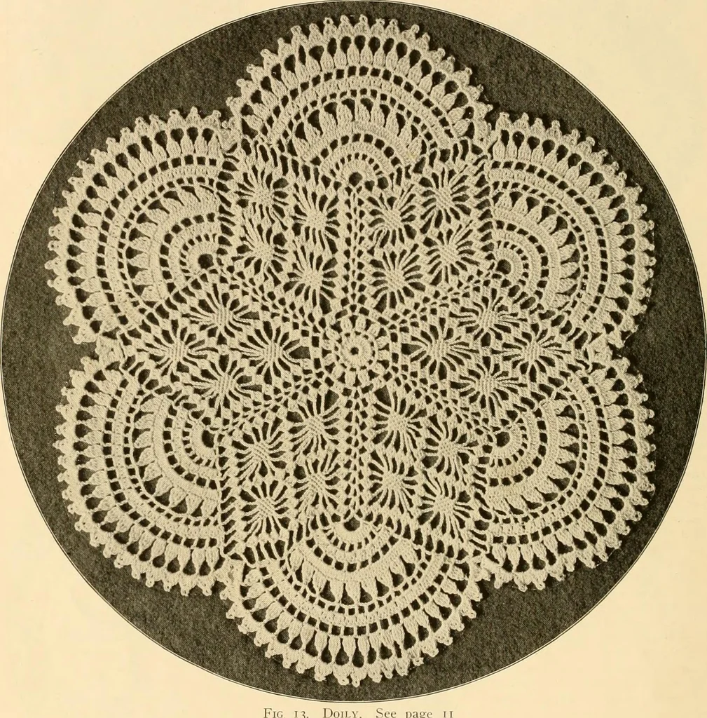 An illustration from The Priscilla crochet book, centerpieces and doilies;, 1915, leaf 11