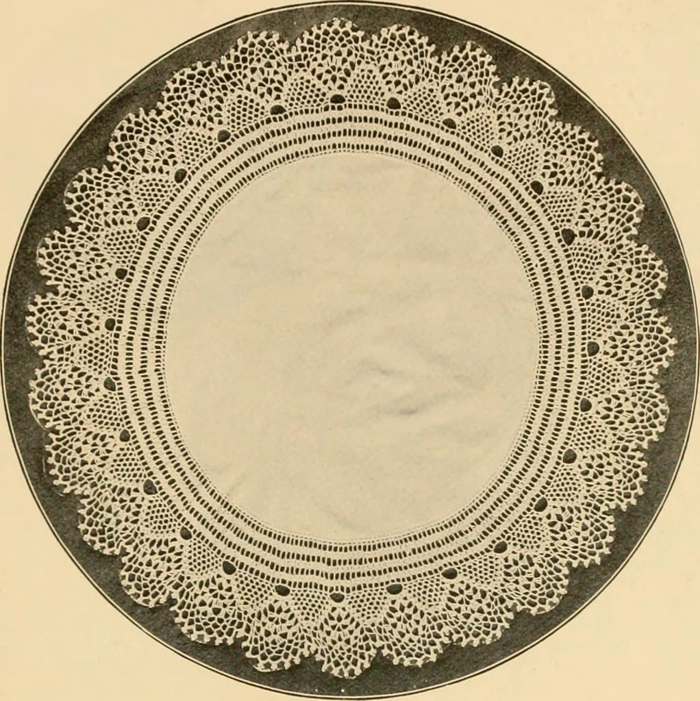 An illustration from The Priscilla crochet book, centerpieces and doilies;, 1915, leaf 14