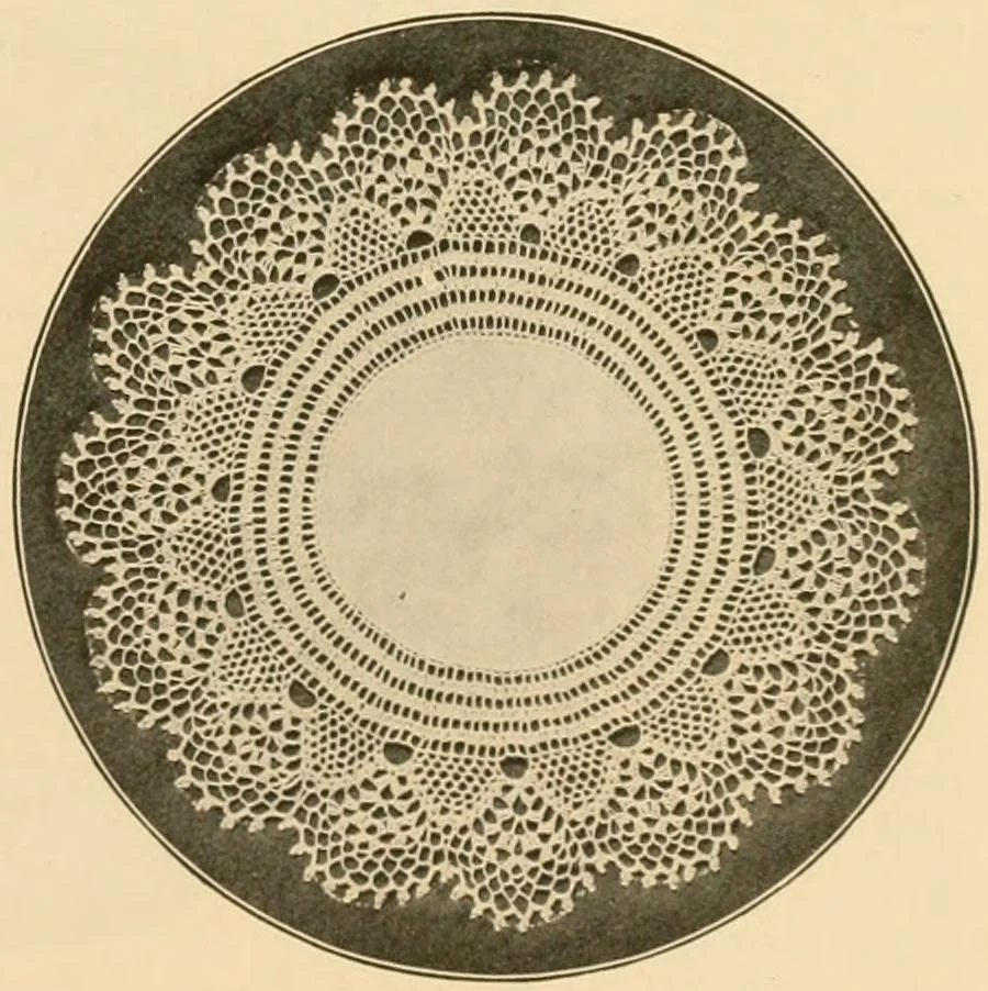 An illustration from The Priscilla crochet book, centerpieces and doilies;, 1915, leaf 14