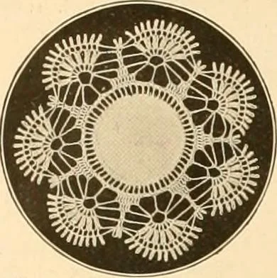 An illustration from The Priscilla crochet book, centerpieces and doilies;, 1915, leaf 15