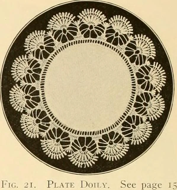 An illustration from The Priscilla crochet book, centerpieces and doilies;, 1915, leaf 15
