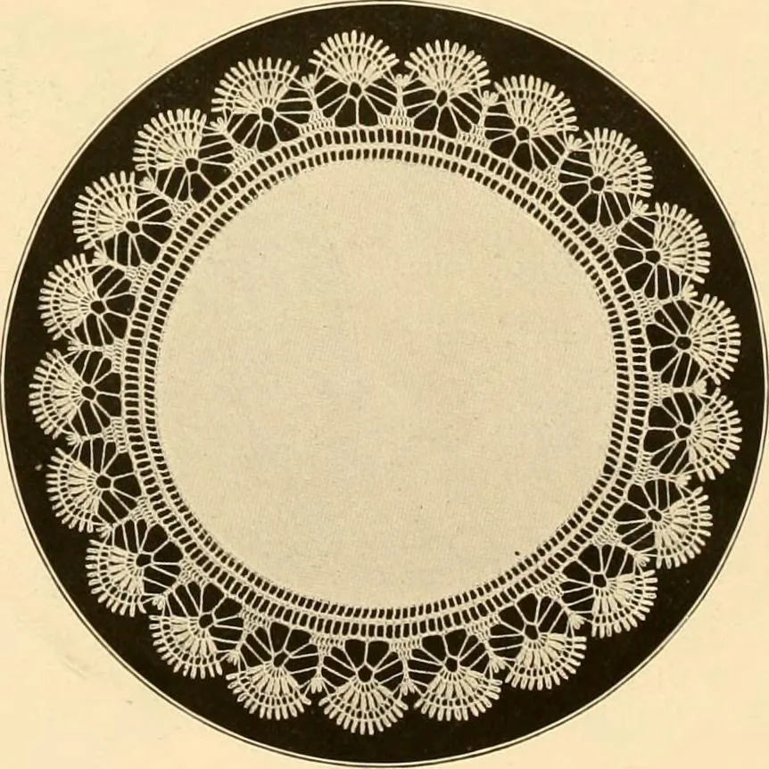 An illustration from The Priscilla crochet book, centerpieces and doilies;, 1915, leaf 15