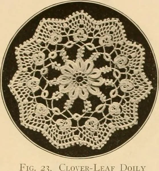 An illustration from The Priscilla crochet book, centerpieces and doilies;, 1915, leaf 16