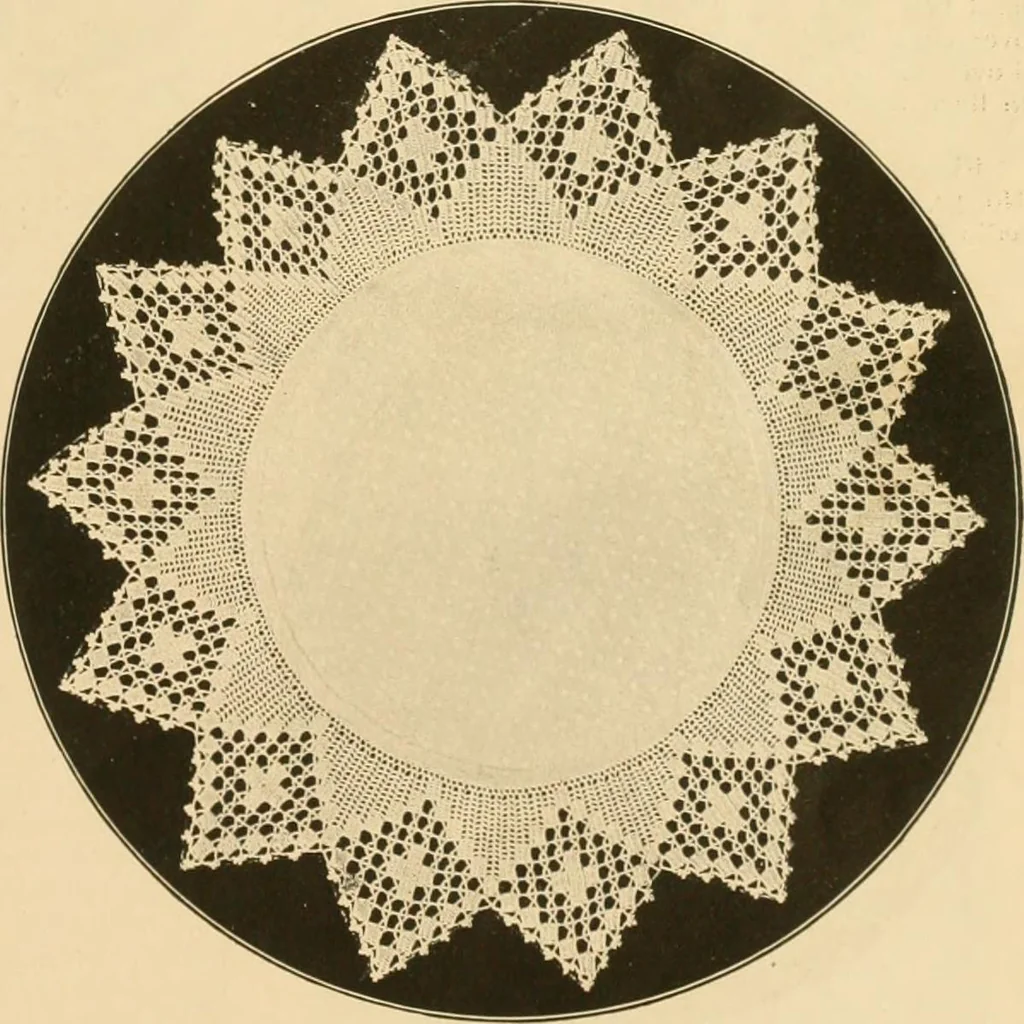 An illustration from The Priscilla crochet book, centerpieces and doilies;, 1915, leaf 20