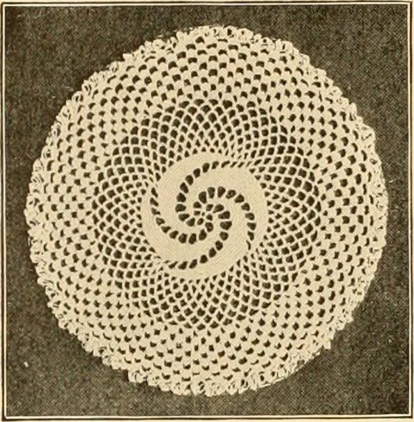 An illustration from The Priscilla crochet book, centerpieces and doilies;, 1915, leaf 21
