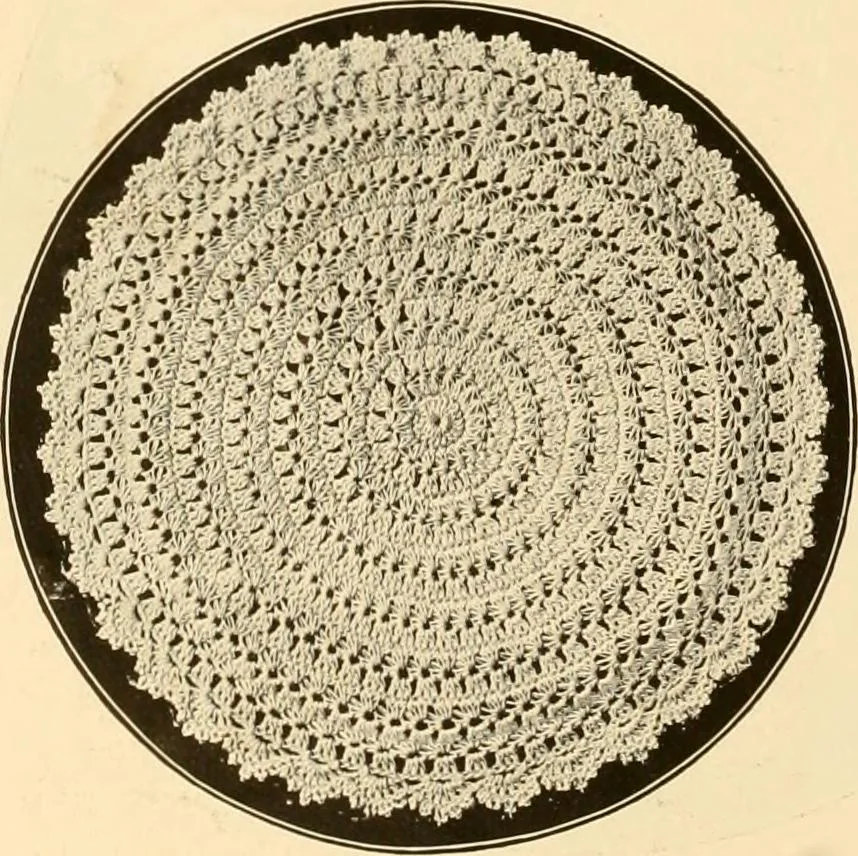 An illustration from The Priscilla crochet book, centerpieces and doilies;, 1915, leaf 21