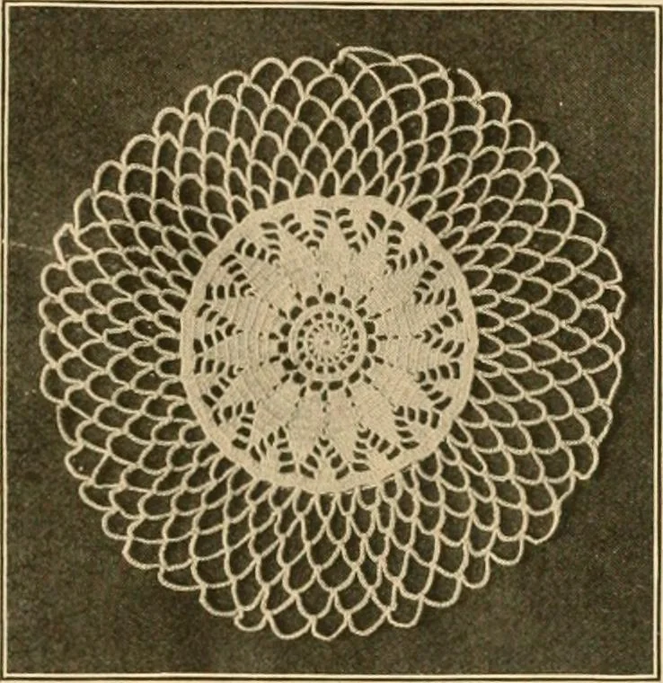 An illustration from The Priscilla crochet book, centerpieces and doilies;, 1915, leaf 22