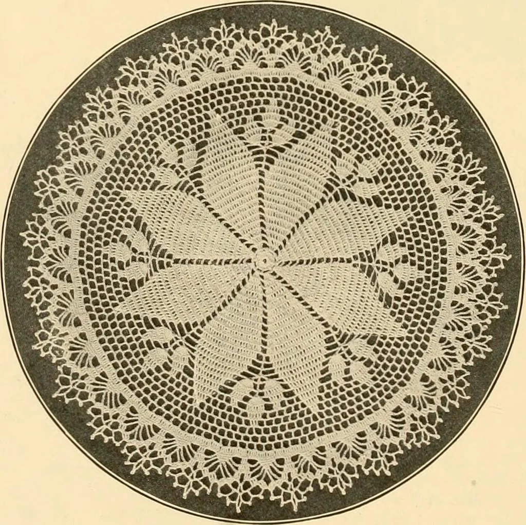 An illustration from The Priscilla crochet book, centerpieces and doilies;, 1915, leaf 23