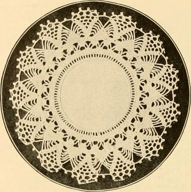 An illustration from The Priscilla crochet book, centerpieces and doilies;, 1915, leaf 25