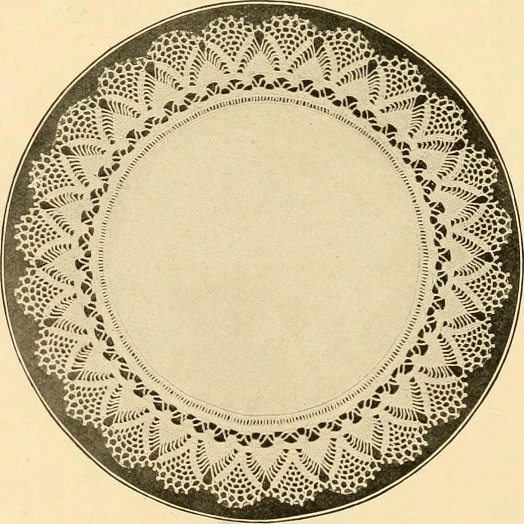 An illustration from The Priscilla crochet book, centerpieces and doilies;, 1915, leaf 25
