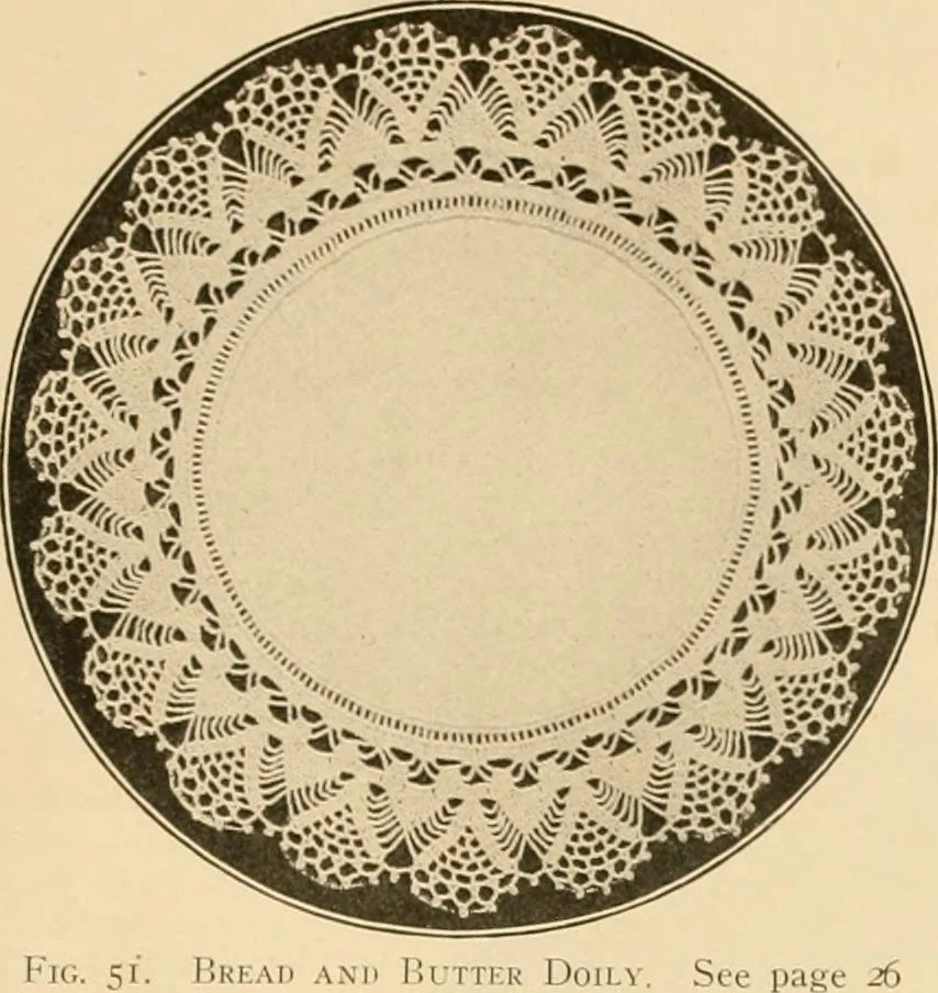 An illustration from The Priscilla crochet book, centerpieces and doilies;, 1915, leaf 26