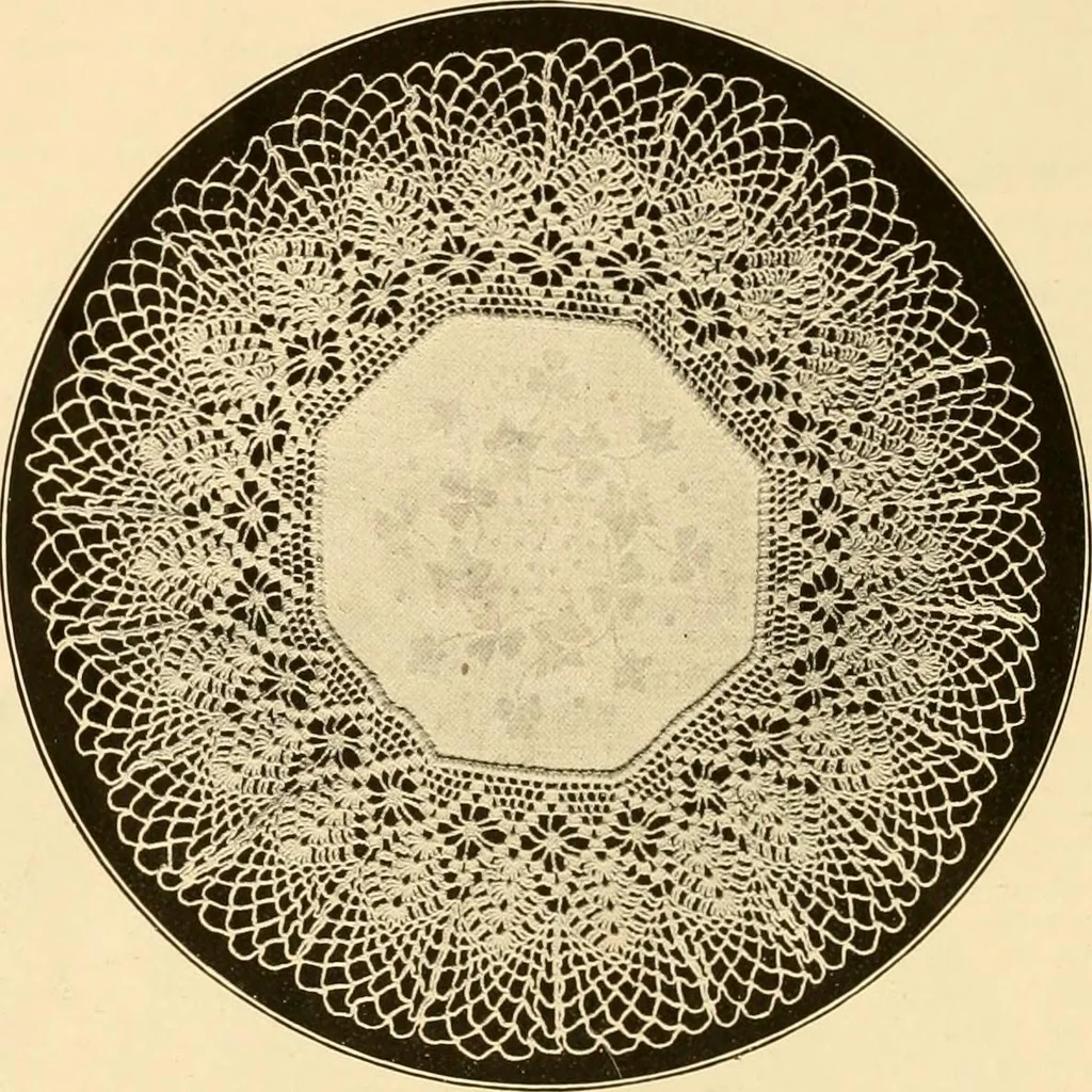 An illustration from The Priscilla crochet book, centerpieces and doilies;, 1915, leaf 27
