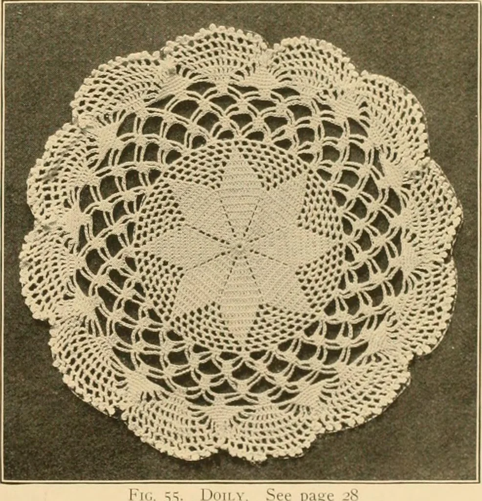 An illustration from The Priscilla crochet book, centerpieces and doilies;, 1915, leaf 28