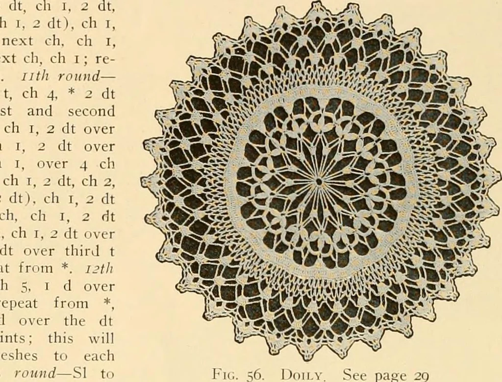 An illustration from The Priscilla crochet book, centerpieces and doilies;, 1915, leaf 29