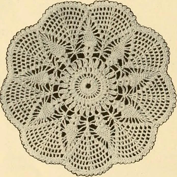 An illustration from The Priscilla crochet book, centerpieces and doilies;, 1915, leaf 29