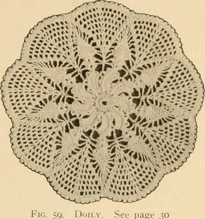 An illustration from The Priscilla crochet book, centerpieces and doilies;, 1915, leaf 30