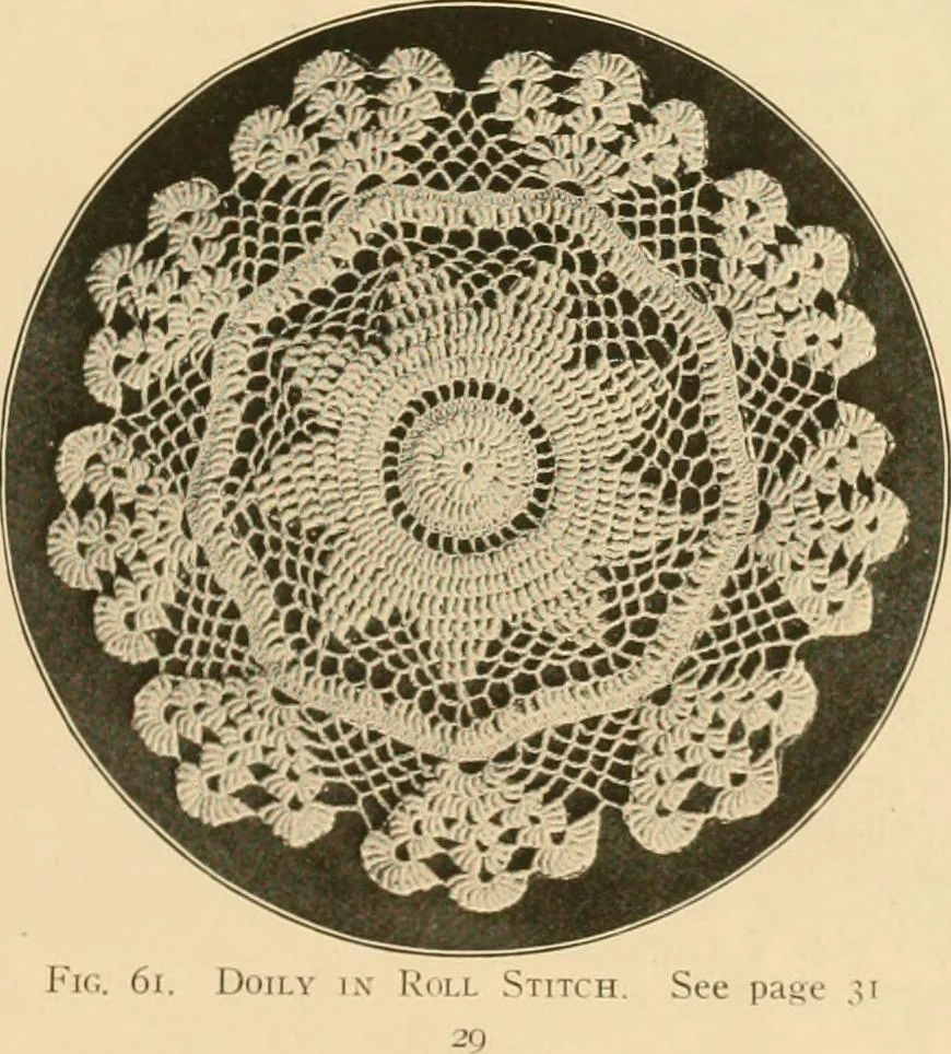 An illustration from The Priscilla crochet book, centerpieces and doilies;, 1915, leaf 30