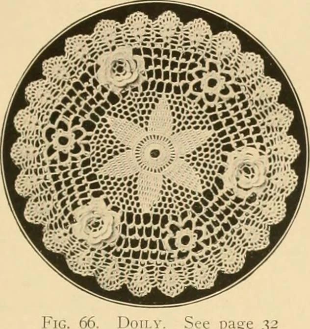 An illustration from The Priscilla crochet book, centerpieces and doilies;, 1915, leaf 32