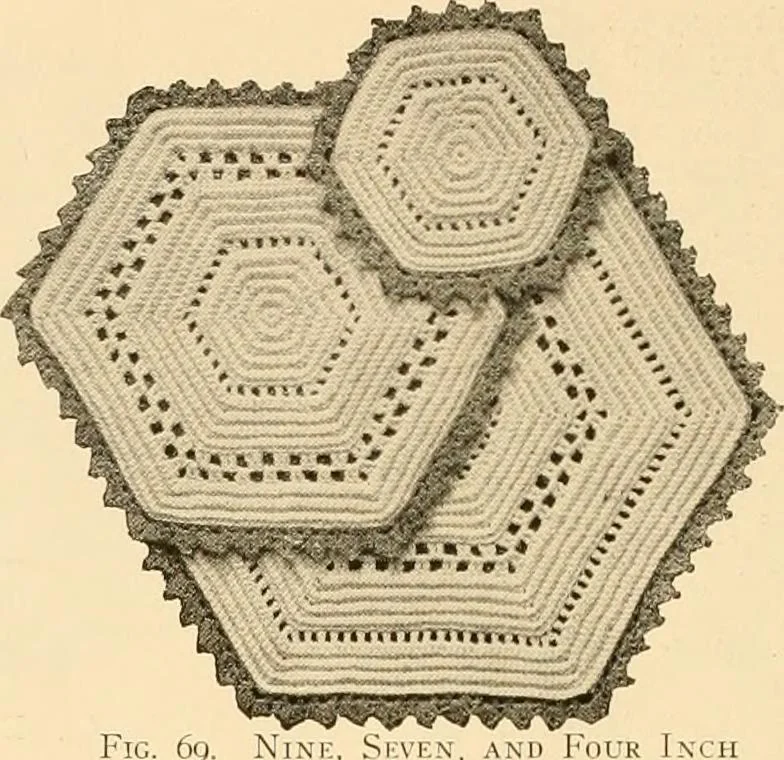 An illustration from The Priscilla crochet book, centerpieces and doilies;, 1915, leaf 33