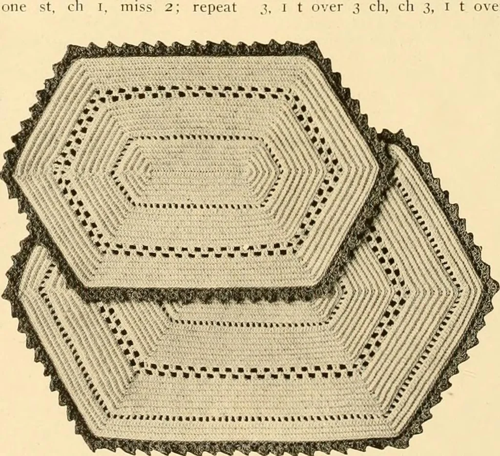An illustration from The Priscilla crochet book, centerpieces and doilies;, 1915, leaf 33