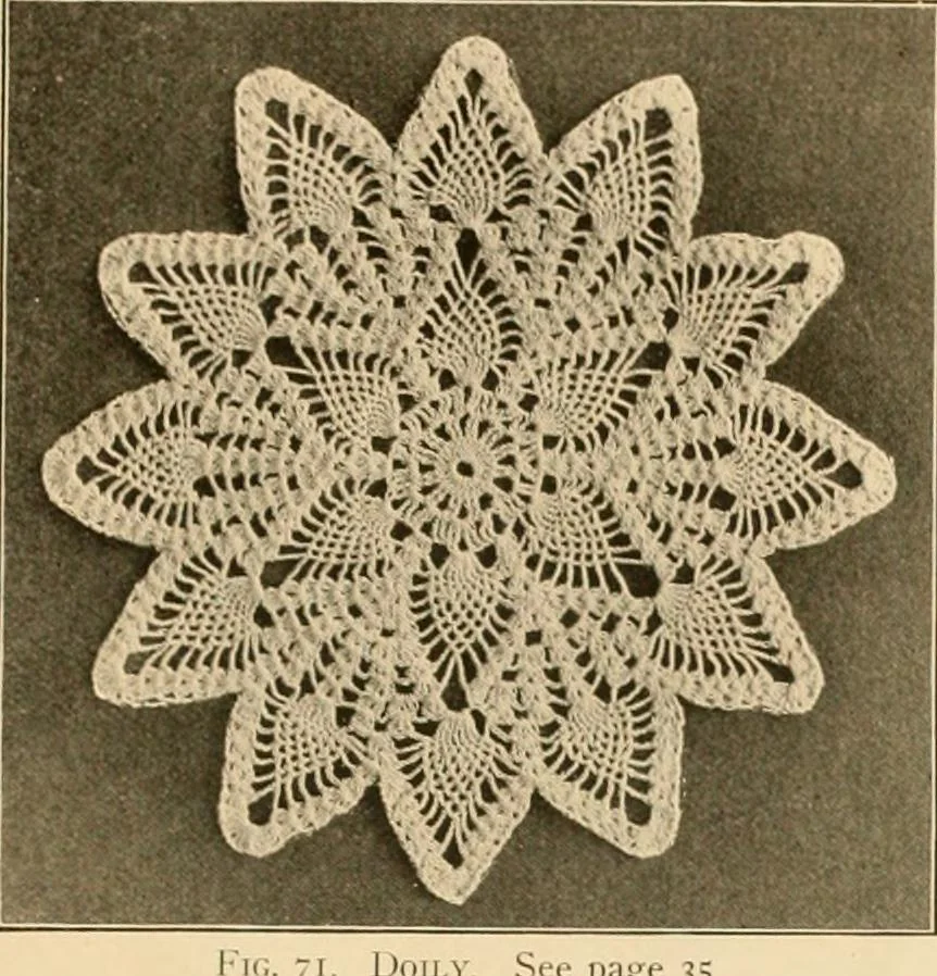 An illustration from The Priscilla crochet book, centerpieces and doilies;, 1915, leaf 34