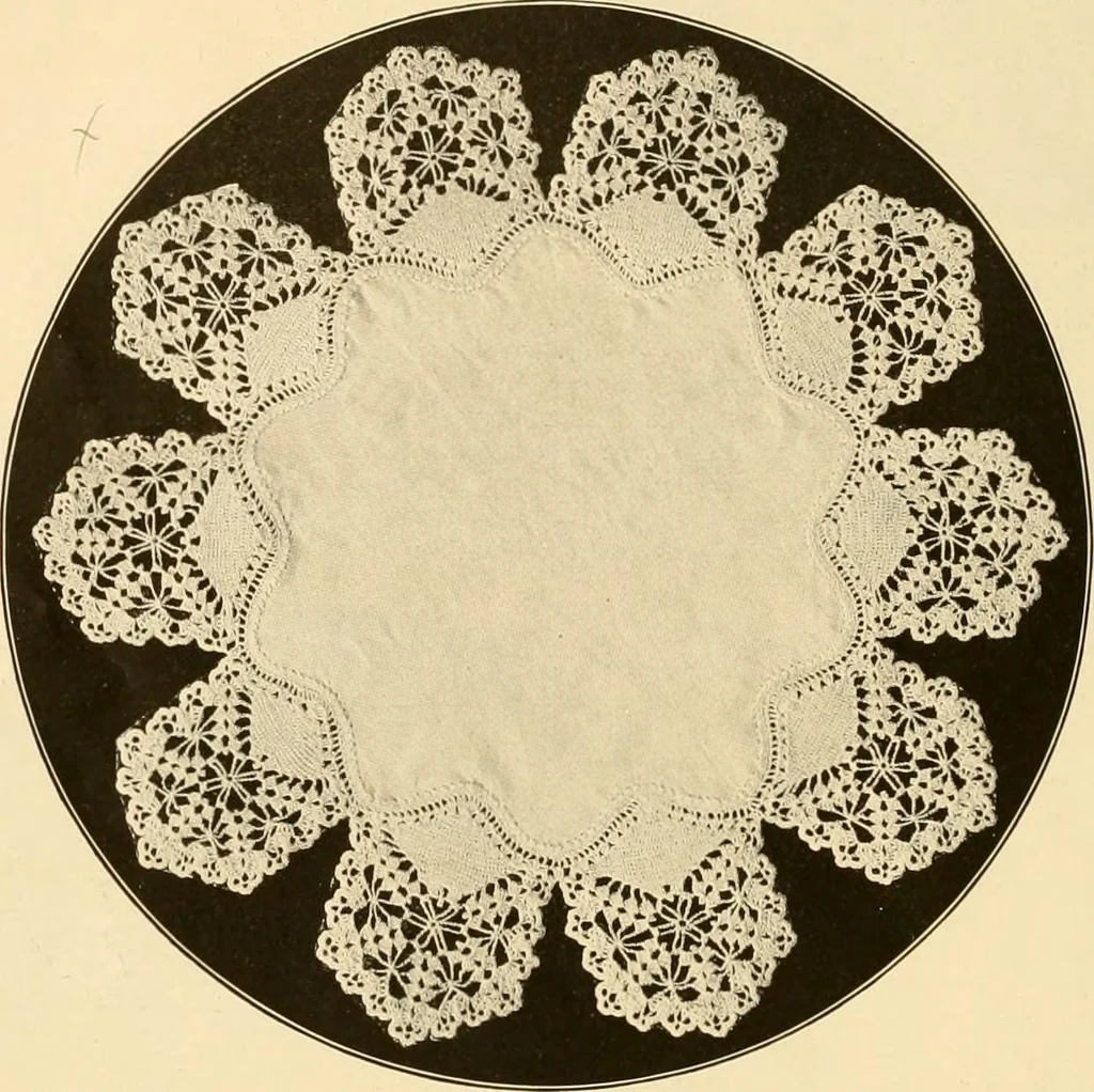 An illustration from The Priscilla crochet book, centerpieces and doilies;, 1915, leaf 35