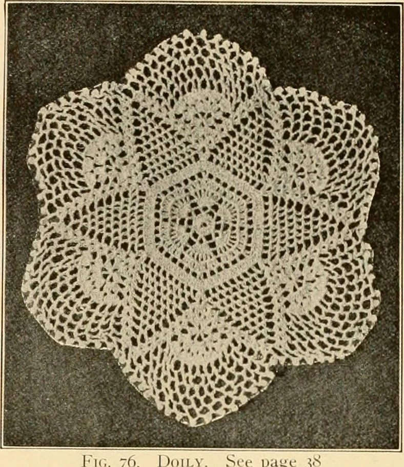 An illustration from The Priscilla crochet book, centerpieces and doilies;, 1915, leaf 37