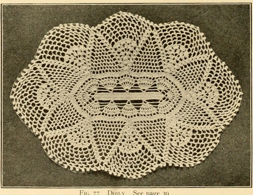 An illustration from The Priscilla crochet book, centerpieces and doilies;, 1915, leaf 37