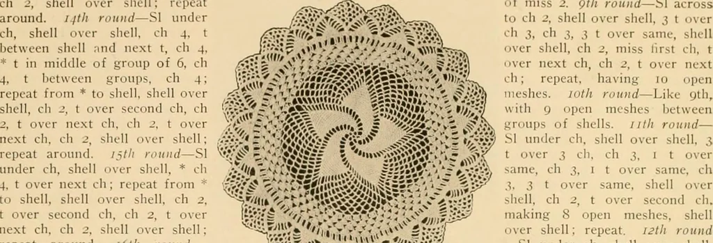 An illustration from The Priscilla crochet book, centerpieces and doilies;, 1915, leaf 40