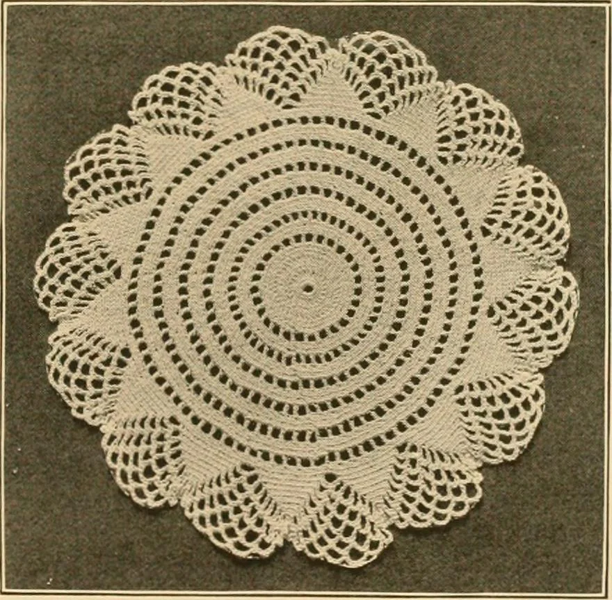 An illustration from The Priscilla crochet book, centerpieces and doilies;, 1915, leaf 40