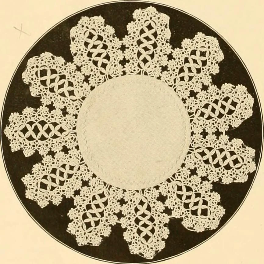 An illustration from The Priscilla crochet book, centerpieces and doilies;, 1915, leaf 41