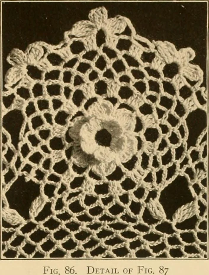 An illustration from The Priscilla crochet book, centerpieces and doilies;, 1915, leaf 42