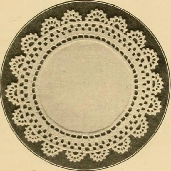 An illustration from The Priscilla crochet book, centerpieces and doilies;, 1915, leaf 42