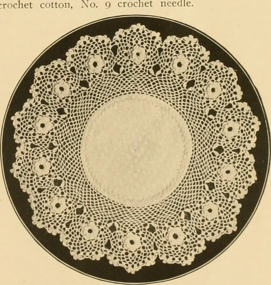 An illustration from The Priscilla crochet book, centerpieces and doilies;, 1915, leaf 42