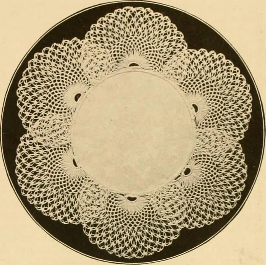 An illustration from The Priscilla crochet book, centerpieces and doilies;, 1915, leaf 46