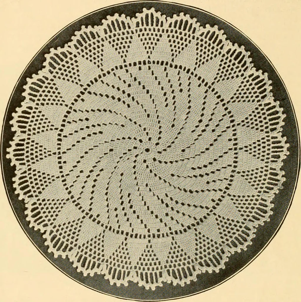 An illustration from The Priscilla crochet book, centerpieces and doilies;, 1915, leaf 49