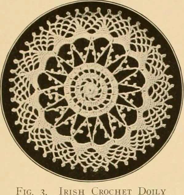 An illustration from The Priscilla crochet book, centerpieces and doilies;, 1915, leaf 6