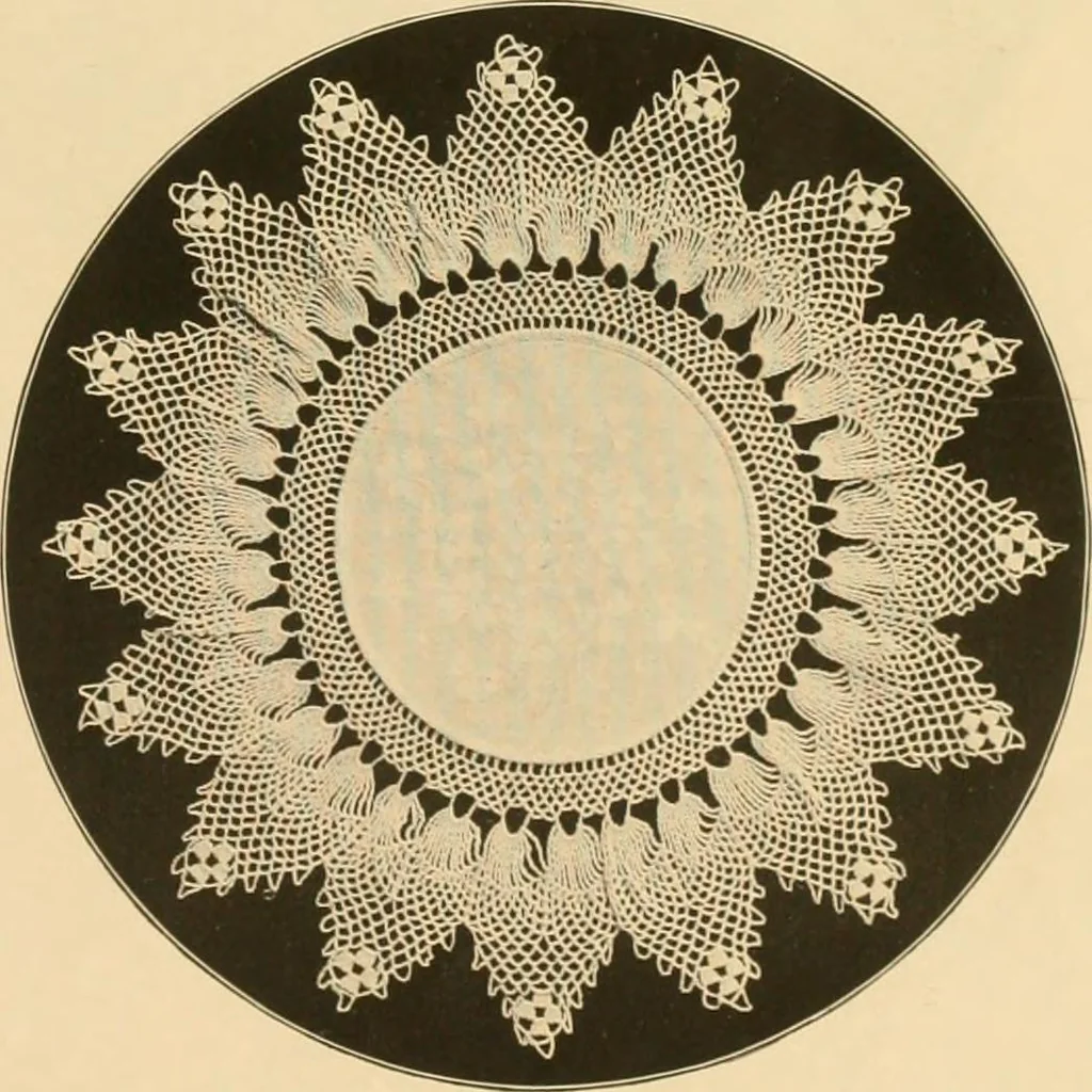 An illustration from The Priscilla crochet book, centerpieces and doilies;, 1915, leaf 6