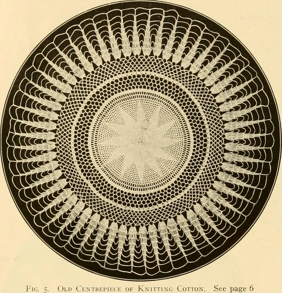 An illustration from The Priscilla crochet book, centerpieces and doilies;, 1915, leaf 7