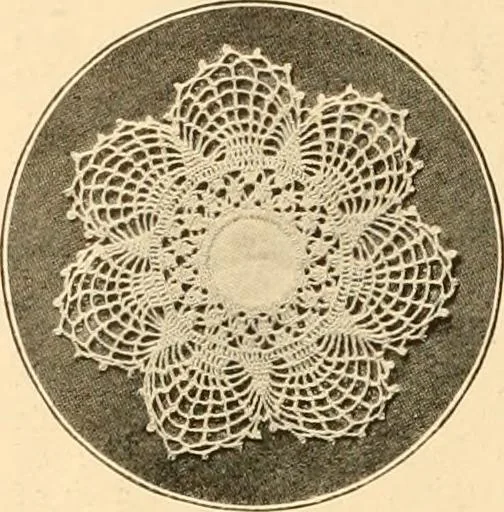 An illustration from The Priscilla crochet book, centerpieces and doilies;, 1915, leaf 9