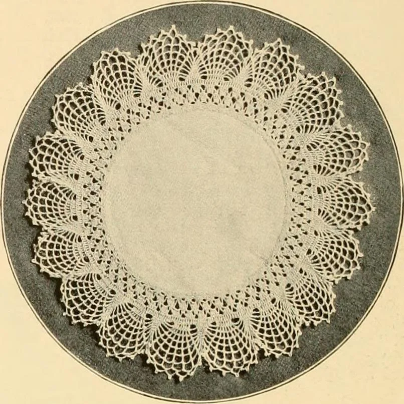 An illustration from The Priscilla crochet book, centerpieces and doilies;, 1915, leaf 9