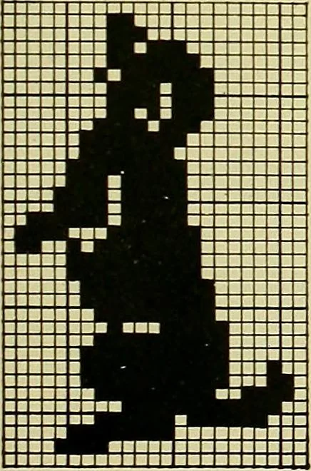 An illustration from The Priscilla filet crochet book : a collection of beautiful designs in filet crochet, equally adapted to cross-stitch beads and canvas with working directions, 1915, leaf 10