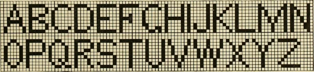 An illustration from The Priscilla filet crochet book; a collection of beautiful designs in filet crochet, equally adapted to cross-stitch, beads and canvas, with working directions, 1911, leaf 6