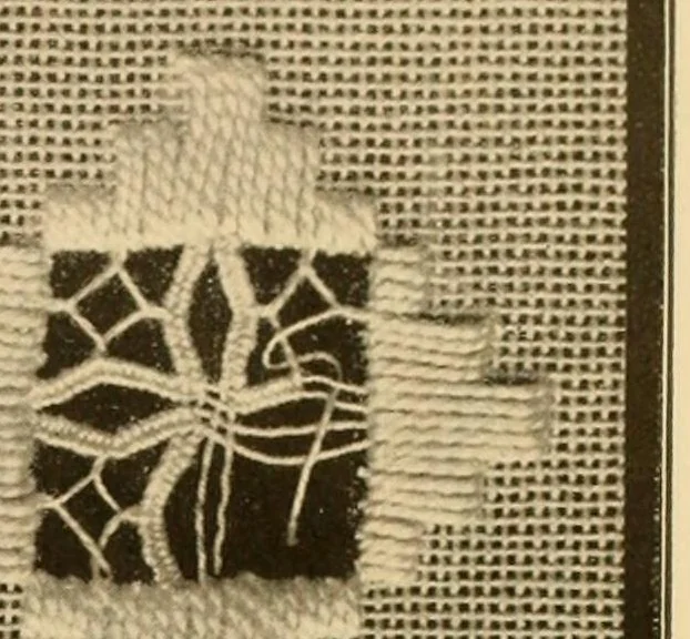 An illustration from The Priscilla Hardanger book; a collection of beautiful designs in Hardanger embroidery, 1909, leaf 11