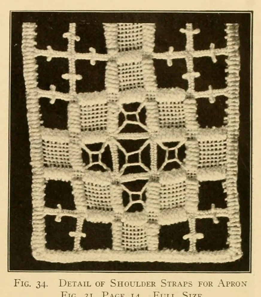 An illustration from The Priscilla Hardanger book; a collection of beautiful designs in Hardanger embroidery, 1909, leaf 21
